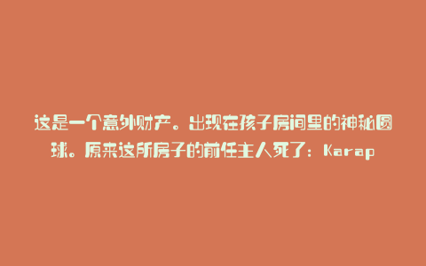 这是一个意外财产。出现在孩子房间里的神秘圆球。原来这所房子的前任主人死了：Karapaia