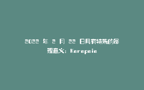 2022 年 2 月 22 日具有特殊的命理意义:Karapaia