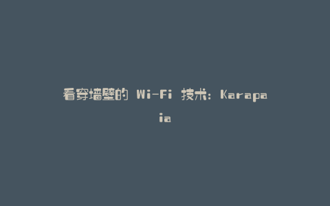 看穿墙壁的 Wi-Fi 技术：Karapaia