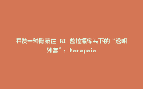 开发一种隐藏在 AI 监控摄像头下的“透明外套”：Karapaia