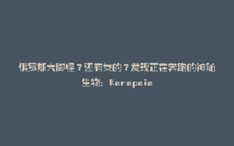 俄罗斯大脚怪？还有女的？发现正在奔跑的神秘生物：Karapaia
