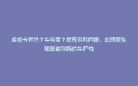 卓柏卡布拉?牛突变?发现多具内脏、血液和生殖器被移除的牛尸体