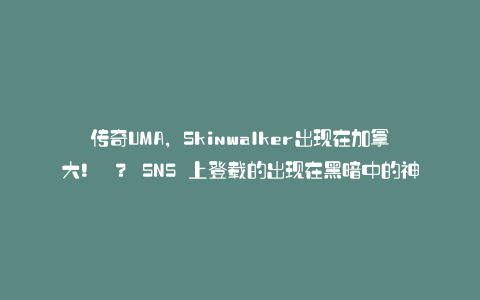 传奇UMA,Skinwalker出现在加拿大! ? SNS 上登载的出现在黑暗中的神秘人物 : Karapaia