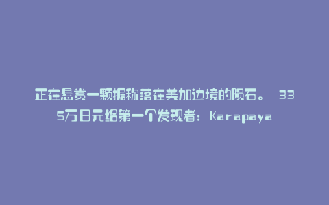 正在悬赏一颗据称落在美加边境的陨石。 335万日元给第一个发现者:Karapaya