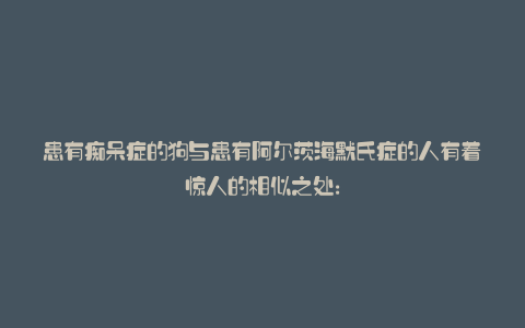 患有痴呆症的狗与患有阿尔茨海默氏症的人有着惊人的相似之处: