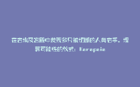 在古埃及宫殿中发现多只被切断的人类右手。埋葬可能性的仪式：Karapaia
