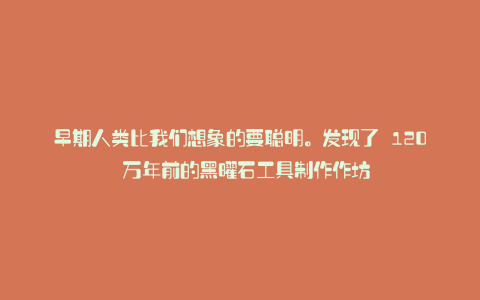 早期人类比我们想象的要聪明。发现了 120 万年前的黑曜石工具制作作坊