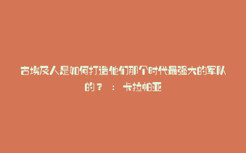 古埃及人是如何打造他们那个时代最强大的军队的? : 卡拉帕亚