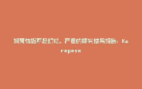 濒死体验不是幻觉。严重的研究结果报告:Karapaya