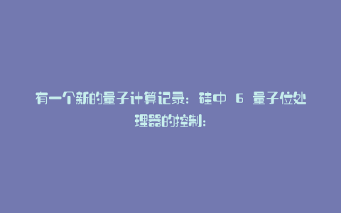 有一个新的量子计算记录:硅中 6 量子位处理器的控制:
