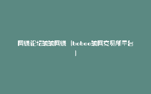 网赚论坛波波网赚（boboo波网交易所平台）