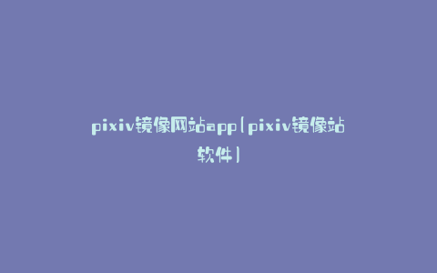 pixiv镜像网站app(pixiv镜像站软件)