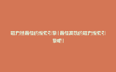 磁力链最佳的搜索引擎(最佳高效的磁力搜索引擎吧)