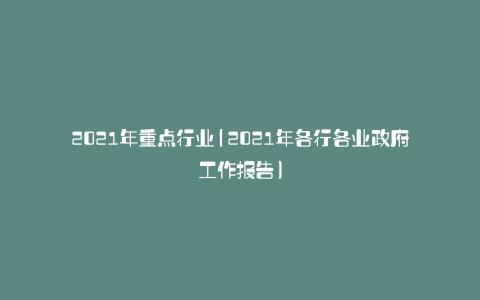 2021年重点行业(2021年各行各业政府工作报告)