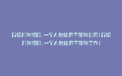 介绍几种项目,一个人就能开干那种公司(介绍几种项目,一个人就能开干那种工作)