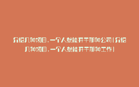 介绍几种项目,一个人就能开干那种公司(介绍几种项目,一个人就能开干那种工作)