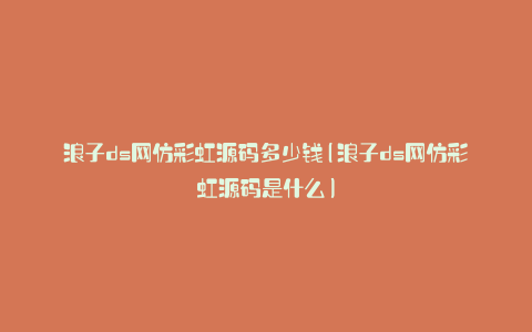 浪子ds网仿彩虹源码多少钱(浪子ds网仿彩虹源码是什么)