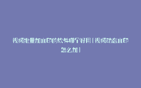 视频批量加水印的软件哪个好用(视频动态水印怎么加)