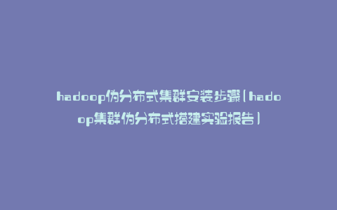 hadoop伪分布式集群安装步骤(hadoop集群伪分布式搭建实验报告)