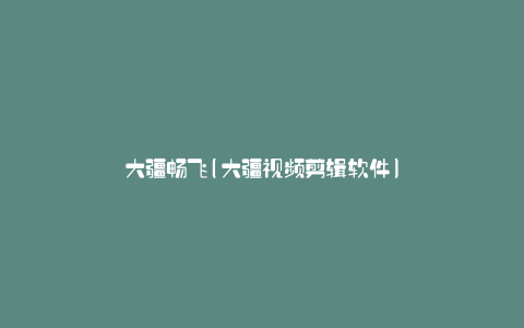 大疆畅飞(大疆视频剪辑软件)