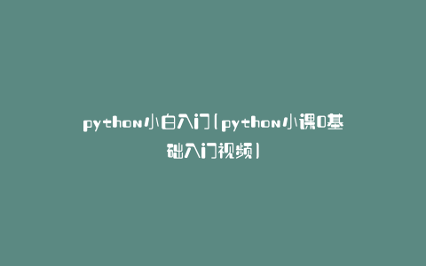 python小白入门(python小课0基础入门视频)