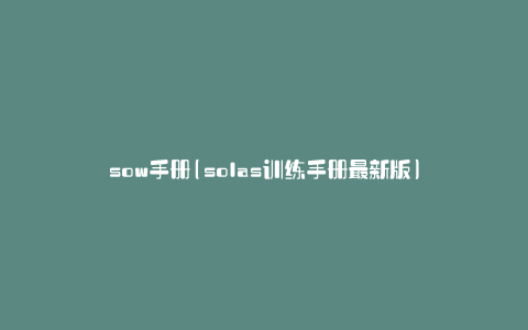 sow手册(solas训练手册最新版)