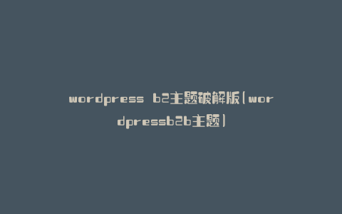 wordpress b2主题破解版(wordpressb2b主题)