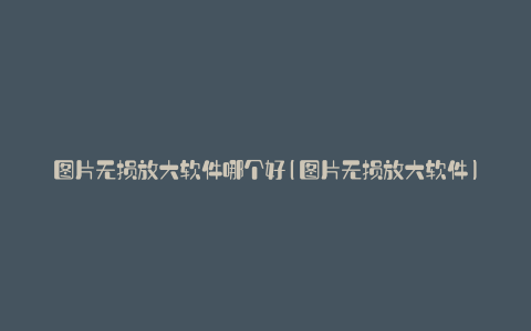图片无损放大软件哪个好(图片无损放大软件)