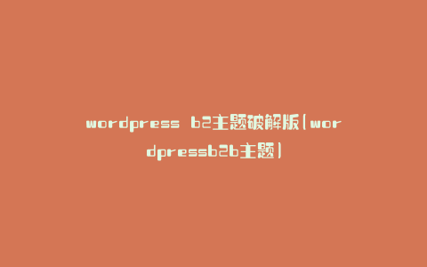 wordpress b2主题破解版(wordpressb2b主题)