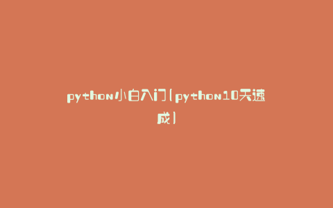 python小白入门(python10天速成)