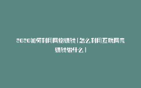 2020如何利用网络赚钱(怎么利用互联网来赚钱做什么)