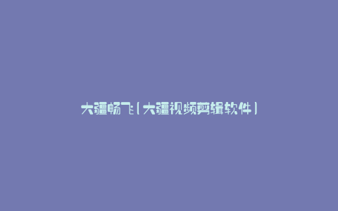 大疆畅飞(大疆视频剪辑软件)