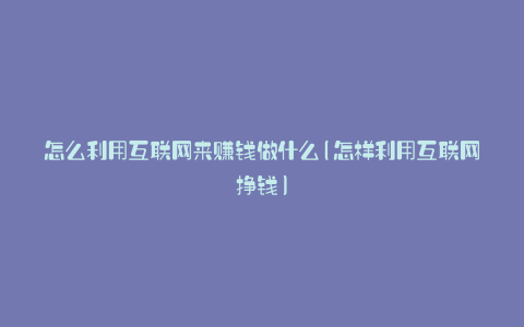 怎么利用互联网来赚钱做什么(怎样利用互联网挣钱)