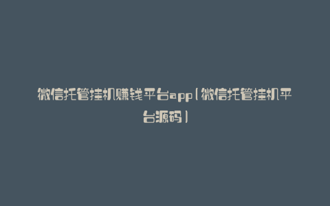 微信托管挂机赚钱平台app(微信托管挂机平台源码)