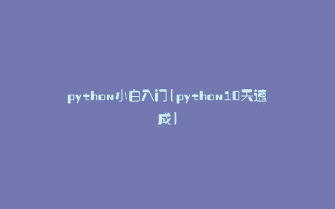python小白入门(python10天速成)