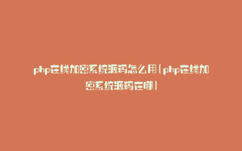 php在线加密系统源码怎么用(php在线加密系统源码在哪)