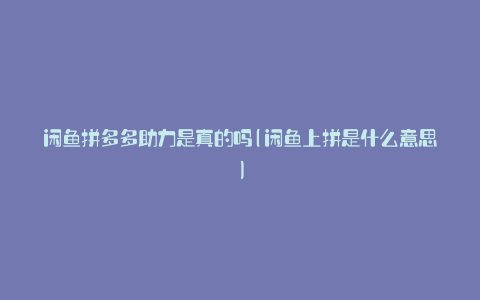 闲鱼拼多多助力是真的吗(闲鱼上拼是什么意思)