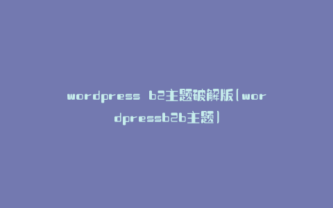 wordpress b2主题破解版(wordpressb2b主题)
