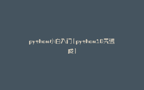 python小白入门(python10天速成)
