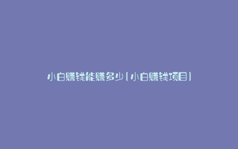 小白赚钱能赚多少(小白赚钱项目)