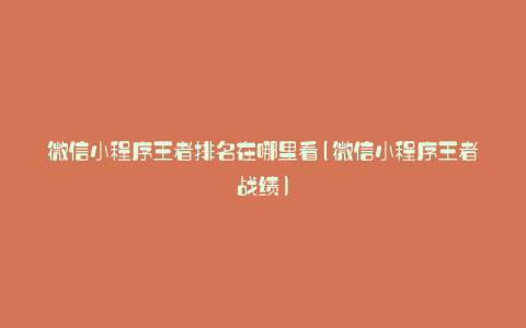 微信小程序王者排名在哪里看(微信小程序王者战绩)