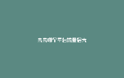 未来哪个平台流量会大