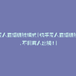 快手无人直播赚钱模式(快手无人直播赚钱技术,不用真人出镜!)
