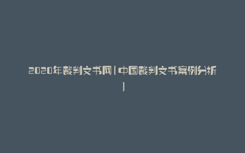 2020年裁判文书网(中国裁判文书案例分析)