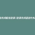 给视频配音翻译(翻译视频语音软件)